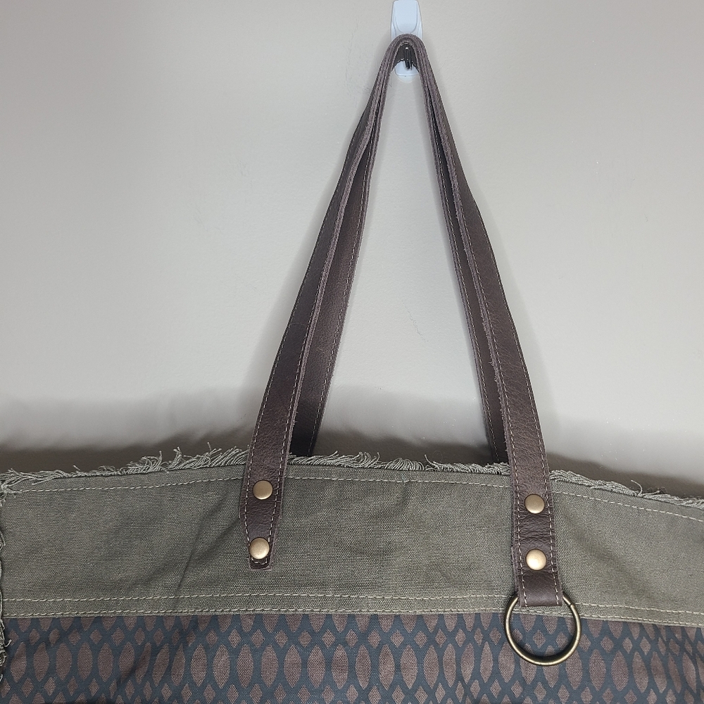 Myra Beehive Print Canvas Handmade‎ Large Weekender Bag Tote Boho - Picture 4 of 7